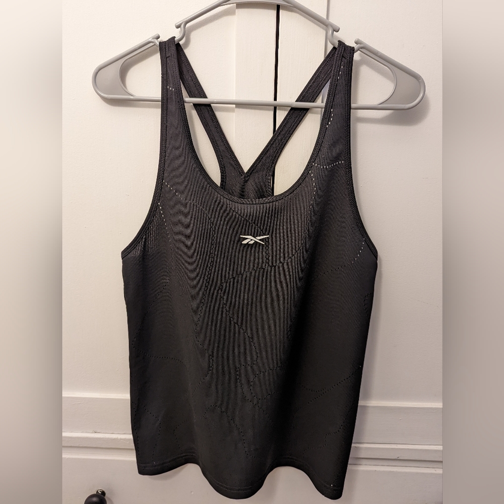 Black Reebok Tank UNITED BY FITNESS PERFORATED TANK TOP Sz Small